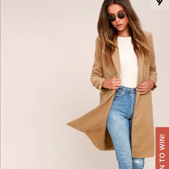 Lulus Jackets & Blazers - NWT Harriett Long Double-Breasted Tan Coat
